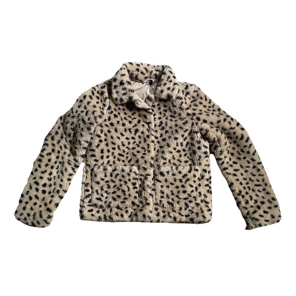 H&M Faux Fur Leopard Print Coat - Women's Size XS